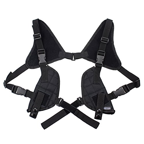Depring Tactical Double Draw Shoulder Holster Concealed Every Day Carry Dual Pistol Holster Fully Adjustable Under Arm Horizontal Handgun Carrier fits Most Handguns
