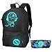 Pawsky Anime Luminous Backpack, Casual Daypack Laptop Backpack with USB Charging Port and Lock Fits 15.4 Inch Laptop