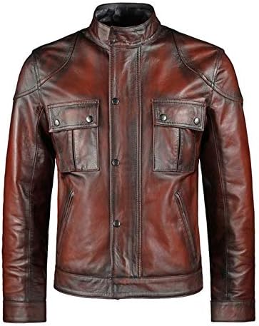 Wanted Wasley Deap Red Leather Jacket for Men