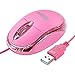 Mini Optical Wired Ergonomic Mouse LED Light Pink Computer Notebook Laptop Mice for Children and Lady by SOONGO primary