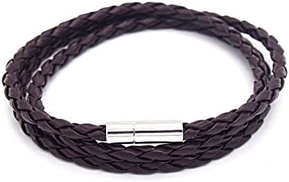 Jewelry Leather Bangle Bracelets Multilayer Charm Bracelet with Stainless Lock