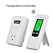 FLOUREON RF433MHz Wireless Thermostat RF Plug Electric Heating and Cooling Temperature Controller LCD Display Green Backlight (TS-808, White)