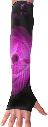 Breathable Ice Silk UV Sun Protection Pink Light Floral Printed Arm Sleeve Finger Hole For Women And Men Outdoor Sports Fishing Hunting Jogging Motorcycling
