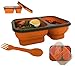 Silicone Collapsible Lunch Box, 2-Compartment, BPA Free, Microwave/Dishwasher Safe, Great for Kids and Adults (Orange)