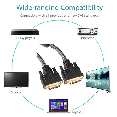 UVOOI DVI-D Cable, DVI to DVI 10FT Cable Cord for Computer Monitor Cable Male to Male-(2560Ã—1600) Digital Video Cable