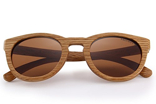 MERRY'S Polarized Full Frame Wooden Coated Floating Sunglasses Mens/Womens vintage Eyewear S5268 (Brown, 48)