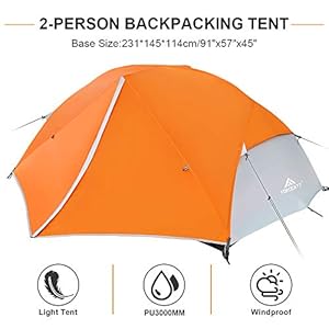 Forceatt Tenda Campeggio per 2-3 Persone, Impermeabile & Antivento & Resistente Parassiti 2 Porte Tenda da Campeggio Leggera, Facile da Installare, Ideale per Campeggio e attività All'aperto. - immagine 3