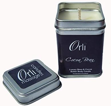 Orli Chocolate cocoa bean massage candle 108g ideal for body oil massage. Contains luxurious shea butter, cocoa butter and jojoba oils