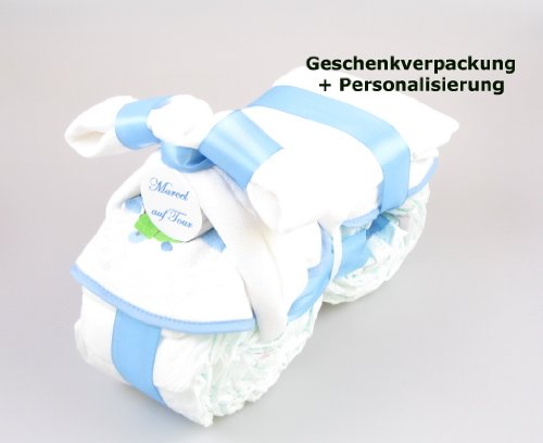Grosses Windelmotorrad Blau Mit Name Latzchen Stoffwindeln Windeltorte Geschenk Zur Taufe Geburt Oder Babyshower Pullerparty Neugeborenen Geschenk Taufgeschenk Amazon De Baby