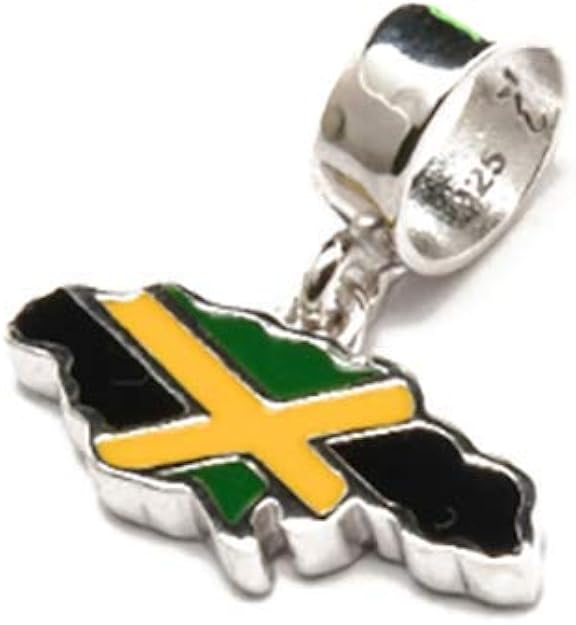 Island Trinketz Sterling Silver Jamaica Map Dangle Charm