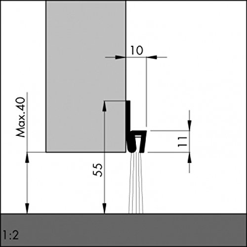 DIWARO® Türbodendichtung, Türdichtung, Bodendichtung, Tordichtung, Garagendichtung, Bürstendichtung | Länge 1m | Stahlblech |