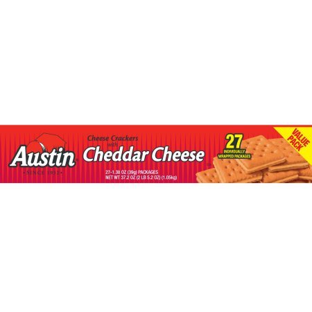 Austin Cheese Crackers with Cheddar Cheese, 1.38 oz, 27 count
