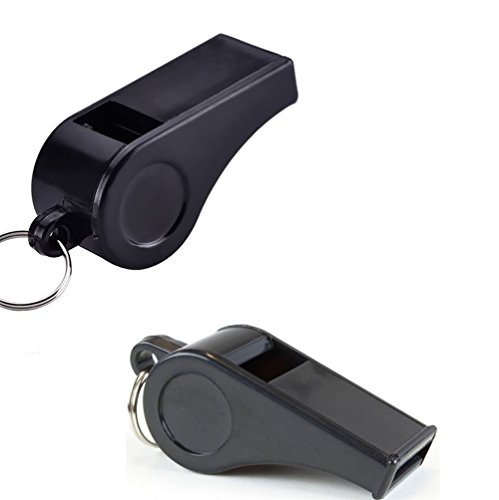 Giveet 2 Pieces Black Whistle with Lanyards, Durable Plastic Whistle for Indoor Outside Party Sports - Thumbnail 3