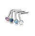 FUNRUN 4PCS 20G Stainless Steel Nose Rings Studs Body Jewelry Piercing Set L Shape Created-opal
