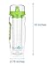 AquaFrut 32 OZ Fruit Infuser Water Bottle BPA-Free Fruit Infusion Sports Bottle - Flip Top Lid w Drinking Spout, Leak Proof, Made of Durable Tritan. Free Recipe eBook! (Green)