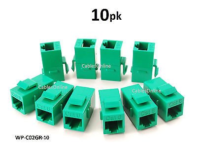 CablesOnline, 10-PACK CAT6 Female/Female RJ45 Ethernet Green Keystone Jack Coupler, WP-C02GR-10 - Thumbnail 2