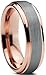 Tungsten Wedding Band Ring 6mm for Men Women Comfort Fit 18K Rose Gold Plated Beveled Edge Brushed Polished Lifetime Guarantee Size 8.5