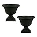 HowPlumb 2 Pack 12-in. Flat Black Classic Urn Plastic Planter for Indoor and Outdoor Use