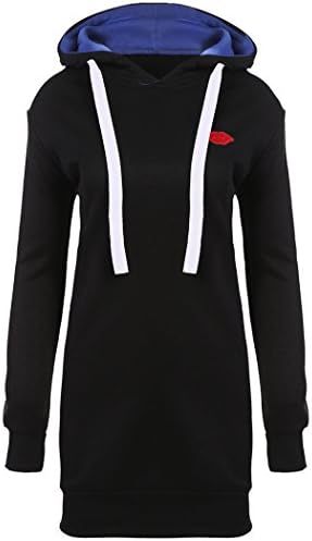Women's Casual Pullover Long Raglan Sleeve Sweatshirt Hoodie Dress with Pockets