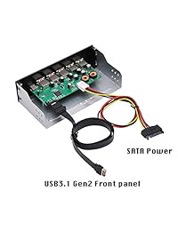 EZDIY-FAB 5.25in 10Gbps USB 3.1 Gen2 HUB and Type-C Port, Front Panel USB Hub with QC 3.0 Quick Charging