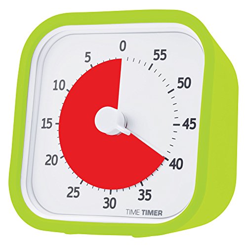 Time Timer MOD (Lime Green), 60 minute Visual Analog Timer, Optional Alert (On / Off), No Loud Ticking; Time Management Tool