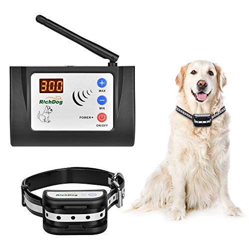 Wireless Fence – Electric Dog Fence Wireless, Safe Dog Containment System, Adjustable Range Up to 1000 Feet & LED Distance Display, IP65 Waterproof & Rechargeable Collar, Tone & Shock Working Mode