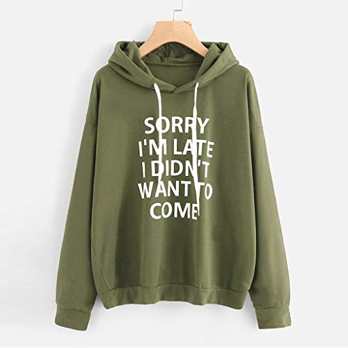 Sanyyanlsy Fall Winter Ladies Fashion Letter Print Long Sleeve Hoodie Tops Batik Sweatshirt Pullover T-Shirt for Women Army Green - Thumbnail 2