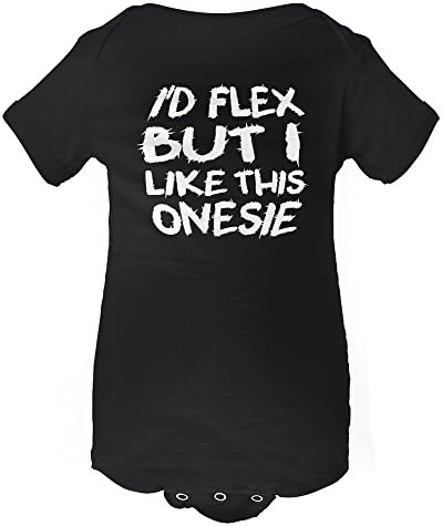 InkThread I'd Flex But I Like This Onesie - Funny Workout Baby Onesie Pajamas w/Sleeves