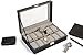 Soufull 12 Grid Watch Box Jewelry Display Case with Metal Lock and Key