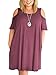 Nemidor Women's Cold Shoulder Plus Size Casual T-shirt Swing Dress With Pockets