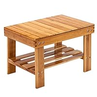 Ryokozashi Bamboo Step Stool, 10 inch High Multi-Functional Wooden Stool Seat Kids Foot Stool Ideal for Bathroom,Living Room,Bedroom,Laundry Room or Garden (16.1 x 11 x 10.2 inch Wood)