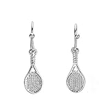 GIMMEDAT Tennis Racket Silver Dangle Earrings| Lead & Nickel Free | Player or Fan Gift