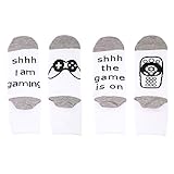 2 Pairs of Funny Socks Shhh The Game Is On, Shhh I Am Gaming for Men Women