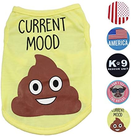 Alroman Dogs Shirts Yellow with Poop Emoji Funny Clothing for Dogs Cats Tee S Doggie Vacation Clothes Male Female Dog T Shirt Puppy Summer Vest for Boys Girls Dog Kitten Pet Small Tank Top Apparel