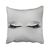 Emvency Square 16x16 Inches Decorative Pillowcases eye silver gray glitter black glam makeup eyes beauty lumbar pillow Cotton Polyester Decor Throw Pillow Cover With Hidden Zipper For Bedroom Sofa