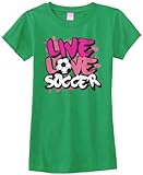 Threadrock Big Girls' Live Love Soccer Fitted T-Shirt