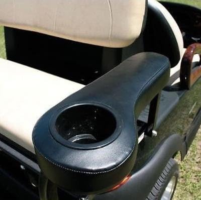 Huskey 2X Black Rear Seat Arm Rests with Cup Holder for Club Car/Ezgo/Yamaha Golf Carts Installed by Using Our Non-Drill Brackets or Drilling into Your arm Rest