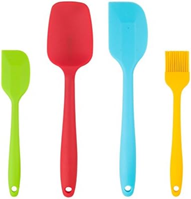 Silicone Spatula Set of 4 - Small Silicone Spatula / Silicone Spoon Set / Pastry Scraper / Baking Spatulas Includes 1 Large Spoon,1 Large Spatula,1 Small Spatula,1 Small Basting Brush