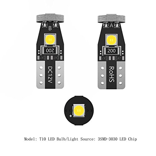12pcs 194 LED Bulb, 168 LED Bulb, T10 LED Bulb, 2825 W5W LED Bulb, White 6000k Super Bright 3030 Chipset LED Bulbs for Interior lights, Dome Map Door Courtesy License Plate Lights