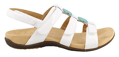 Vionic Womens Amber T-Strap Sandal, White Patent, 9 C/D US