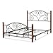 Leggett and Platt Home Textiles Doral Complete Bed with Metal Duo Panels and Dark Walnut Wood Posts, Queen, Matte Black Finish