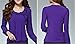 C2U Women Pullover Elegant Wave Flouncing Long Sleeve Chiffon Shirt, Purple, Medium