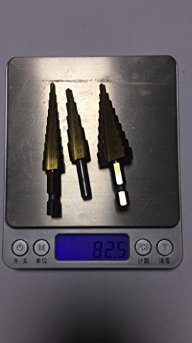 image for Tsmile Clearance 3 Pcs HSS Power Drills Titanium Coated Step Drill Bit