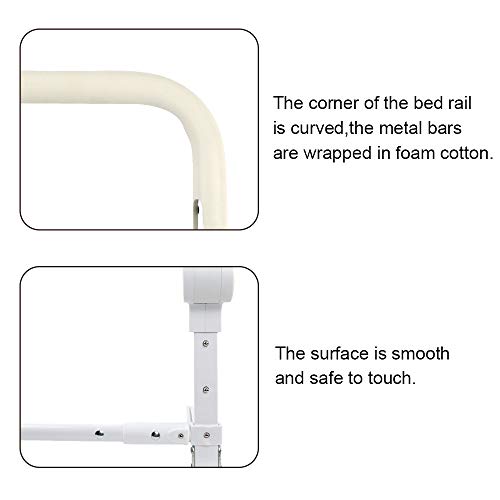 KOOLDOO 59" Fold Down Toddlers Bed Rail Safety Baby Bed Guard with NBR Foam Including 1Pc Seat Belt (Blue)