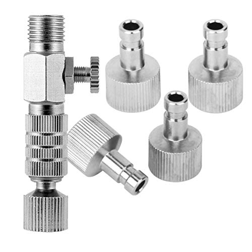 HUBEST Airbrush quick disconnect coupler release fitting Adjustment valve Adapter with 5 Male fitting, 1/8 M-F - Thumbnail 4