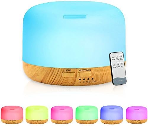 300ml Wood Essential Oil Diffuser Humidifier Remote Control Large Capactiy Aromatherapy Oil Diffuser, Ultrasonic Cool Mist Humidifier Diffuser Essential Oil Color Changing Lights for Home Office Yoga