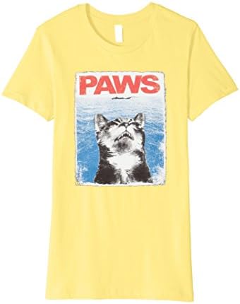 Women's Paws Cat Kitten Meow Parody cool Tshirt XL Lemon