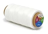 Mandala Crafts 150D 210D 0.8mm 1mm Leather Sewing Stitching Flat Waxed Thread String Cord (210D 1mm 180M, White)