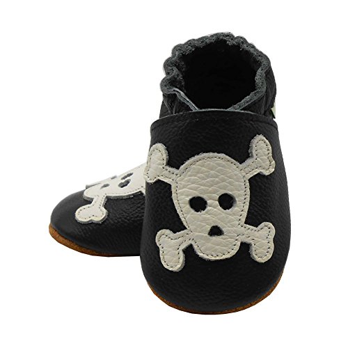 Sayoyo Baby Skull Soft Sole Black Leather Infant and Toddler Shoes 18-24months