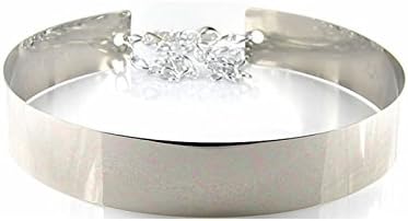 Full Metal Waist Adjustable Belt Metallic Silver Plated Wide Obi Band With Chains Good for Gift and Fashion